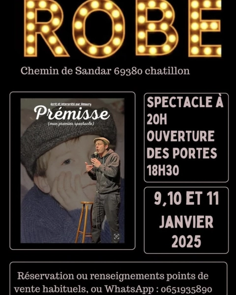 Amaury sur scène avec son premier spectacle "Prémisse" au Robe Théâtre de Châtillon : un rendez-vous à ne pas manquer !